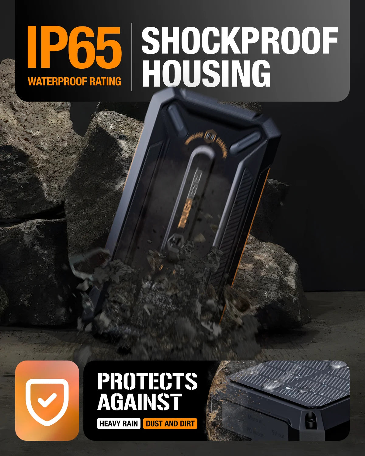 Power Bank 16000Mah Solar/Ip67/Led