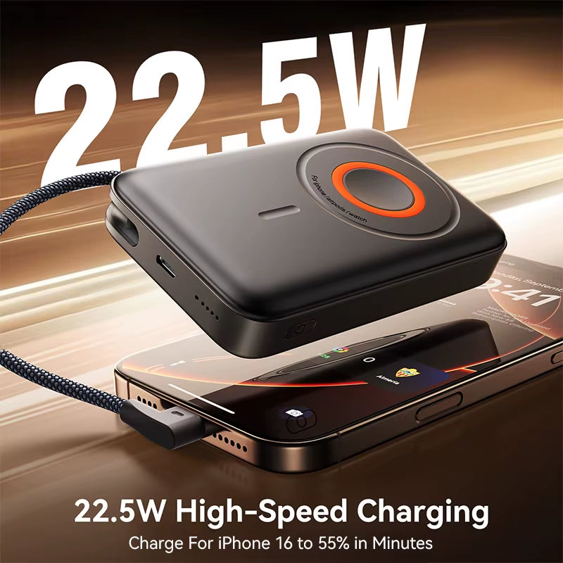 3 in 1 Magnetic Power Bank 22.5W Fast Charging Power Bank 10000Mah Wireless Portable Charger for Iphone 12-16 for Airpods Watch