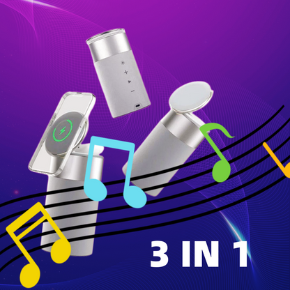 3 in 1 Multi-Function Iphone and Airpods Wireless Charger Portable Bluetooth Speaker with Touch Lamp for Home and Office