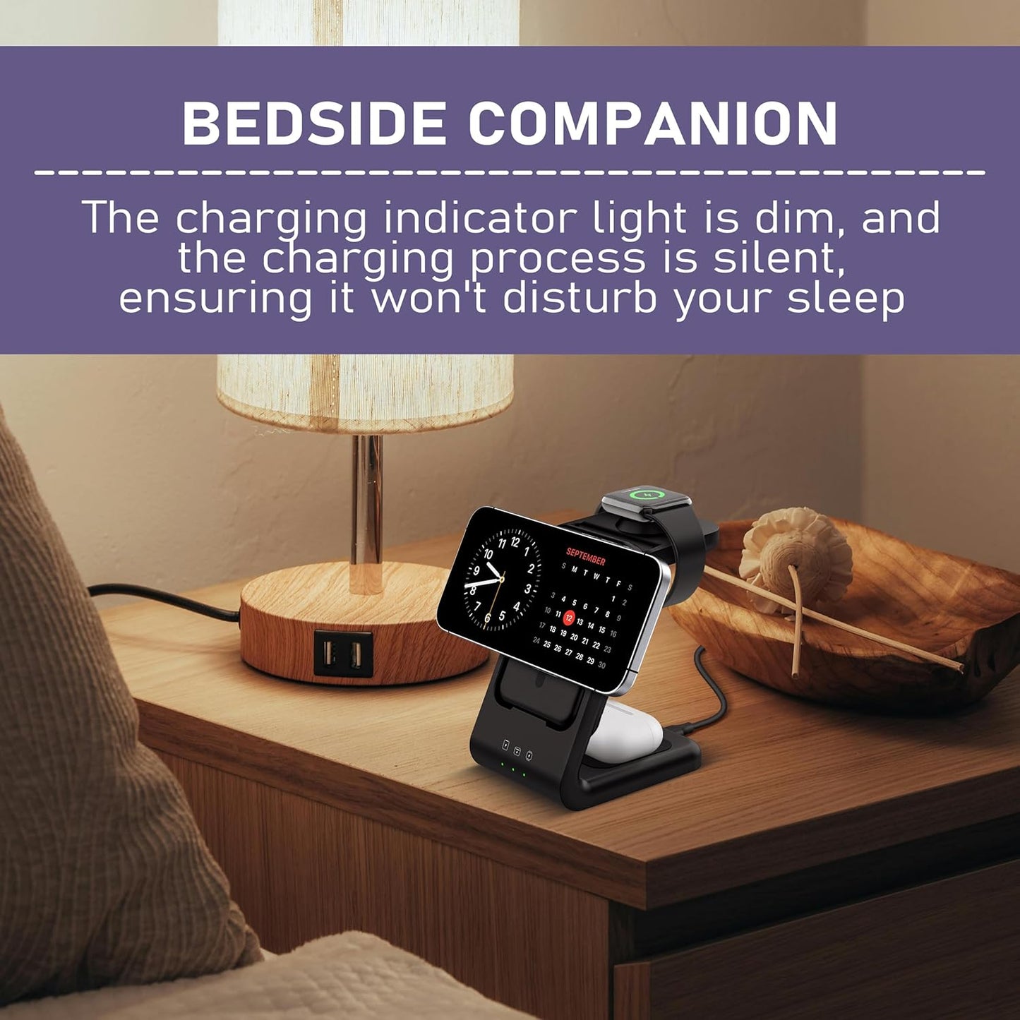 Ultimate 3-in-1 Wireless Charging Station with 5000mAh Removable Power Bank for iPhone, Apple Watch, and AirPods - Portable Magnetic Battery Pack for All Your Apple Devices