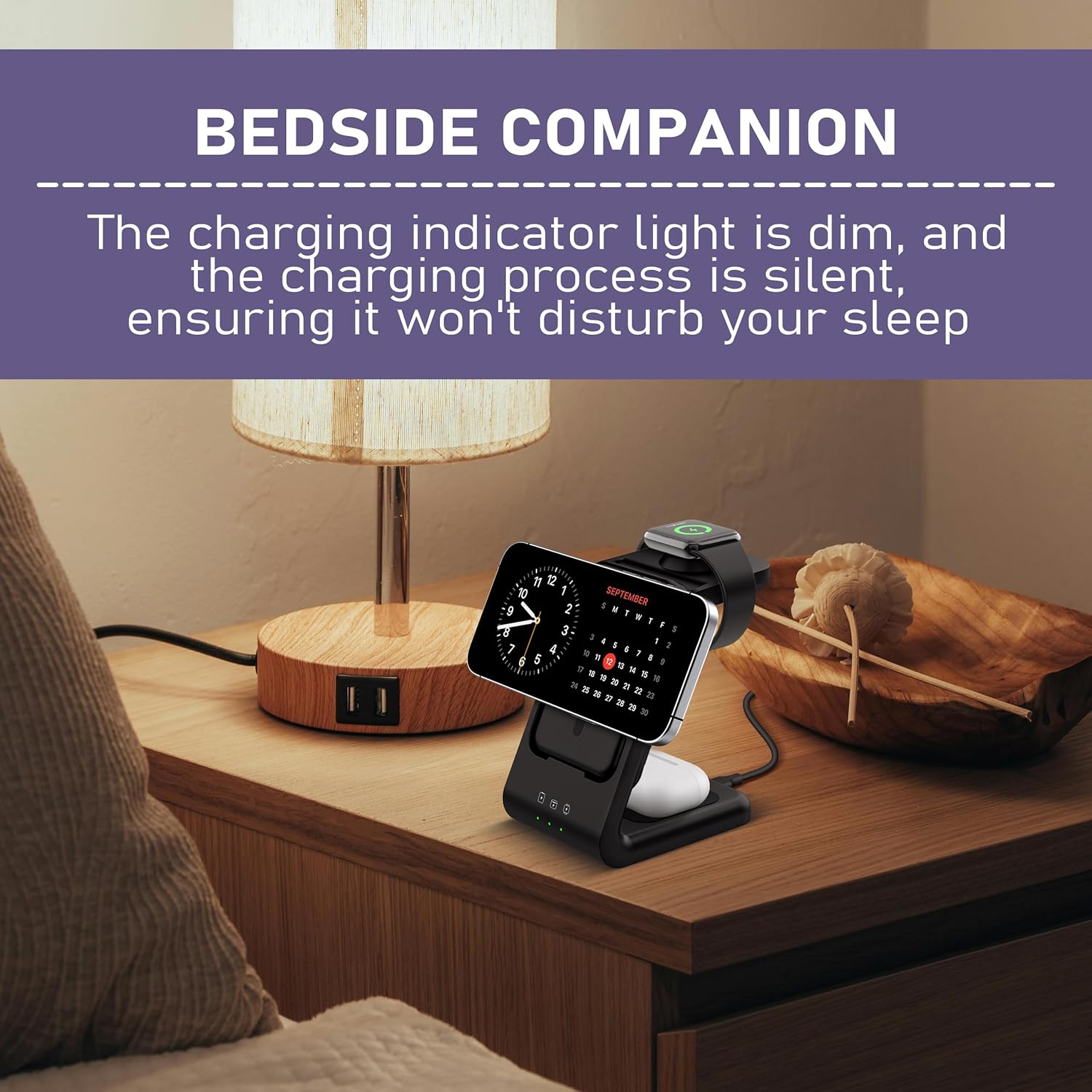 Ultimate 3-in-1 Wireless Charging Station with 5000mAh Removable Power Bank for iPhone, Apple Watch, and AirPods - Portable Magnetic Battery Pack for All Your Apple Devices