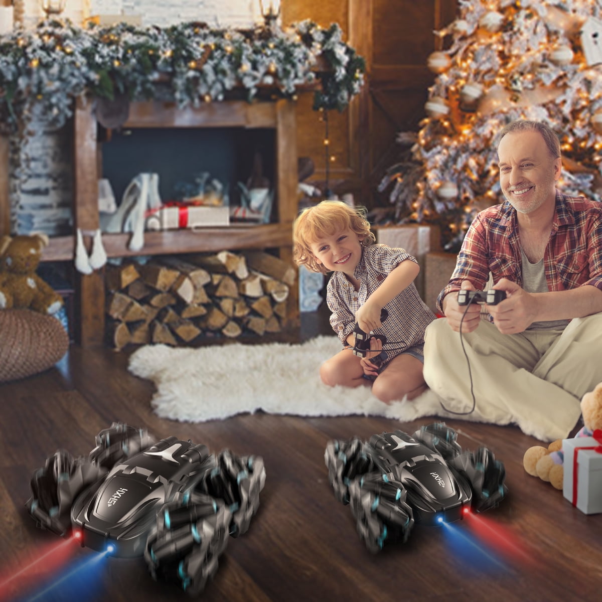 RC Cars ,  360° Rotating Remote Control Car with Headlight, 4WD 2.4Ghz RC Trucks for Boys Gift ,Black