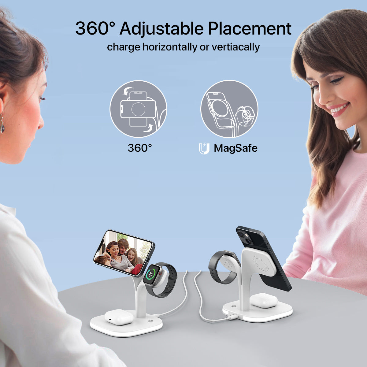 5-In-1 Magnetic Real Wireless Desktop Fast Charging Station for Multiple Devices