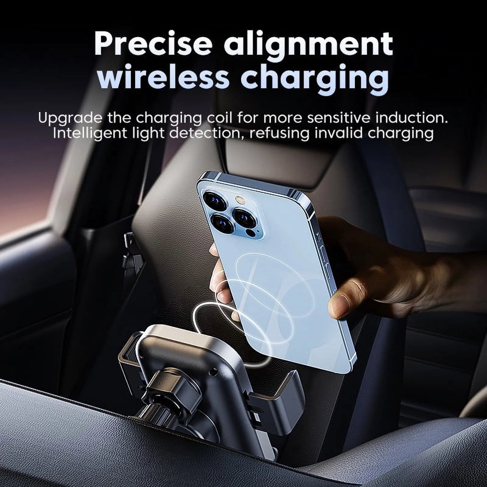 Wireless Car Charger, 15W Fast Wireless Charging Phone Mount for Car, Auto Clamping Air Vent Car Phone Holder for Iphone 17/16/15/14/13/12/11/X, Samsung Galaxy S25/S24/S23/S22/S20/S10/S9/Note20/10/9, Etc