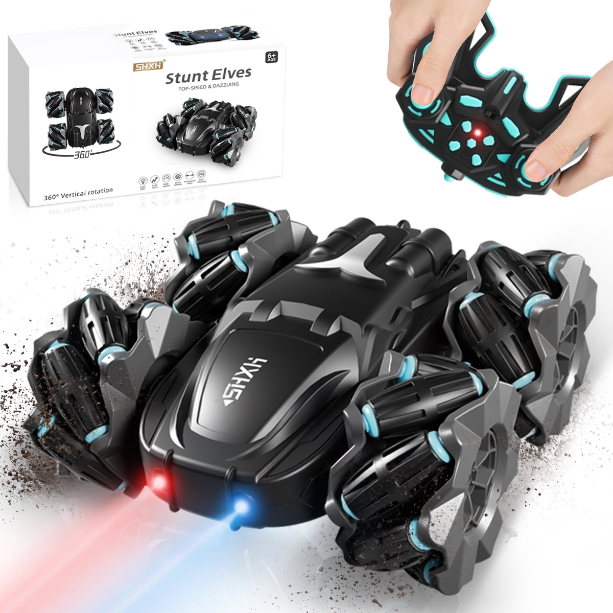 RC Cars ,  360° Rotating Remote Control Car with Headlight, 4WD 2.4Ghz RC Trucks for Boys Gift ,Black
