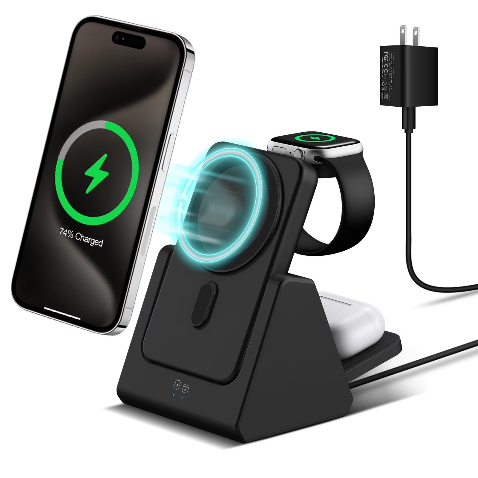 Wireless Charging Station 3 in 1 Portable 5000Mah Power Bank Magsafe for Iphone Apple Watch