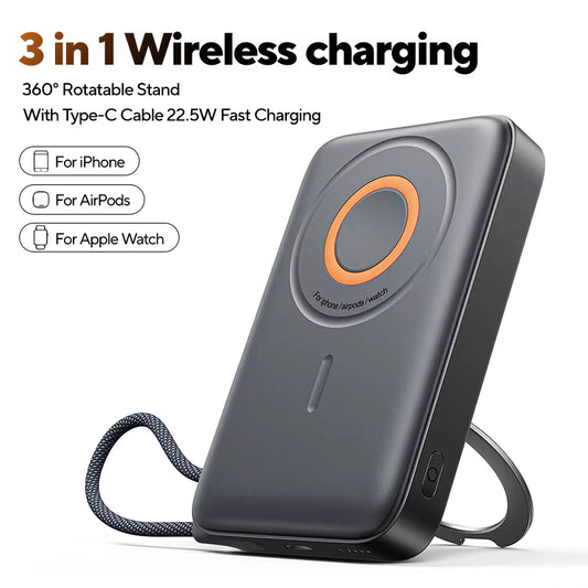 3 in 1 Magnetic Power Bank 22.5W Fast Charging Power Bank 10000Mah Wireless Portable Charger for Iphone 12-16 for Airpods Watch