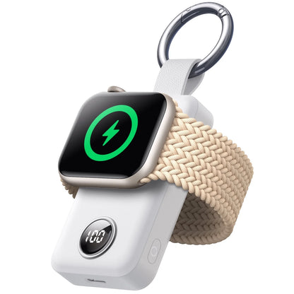 Portable Charger for Apple Watch, 2000Mah Magnetic Wireless Power Bank Fast Charger Keychain, Compatible for Iwatch Series 11/10/9/8/7/6/5/Se/4/3/2/Ultra, White
