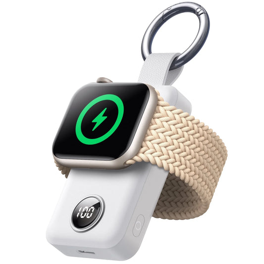 Portable Charger for Apple Watch, 2000Mah Magnetic Wireless Power Bank Fast Charger Keychain, Compatible for Iwatch Series 11/10/9/8/7/6/5/Se/4/3/2/Ultra, White