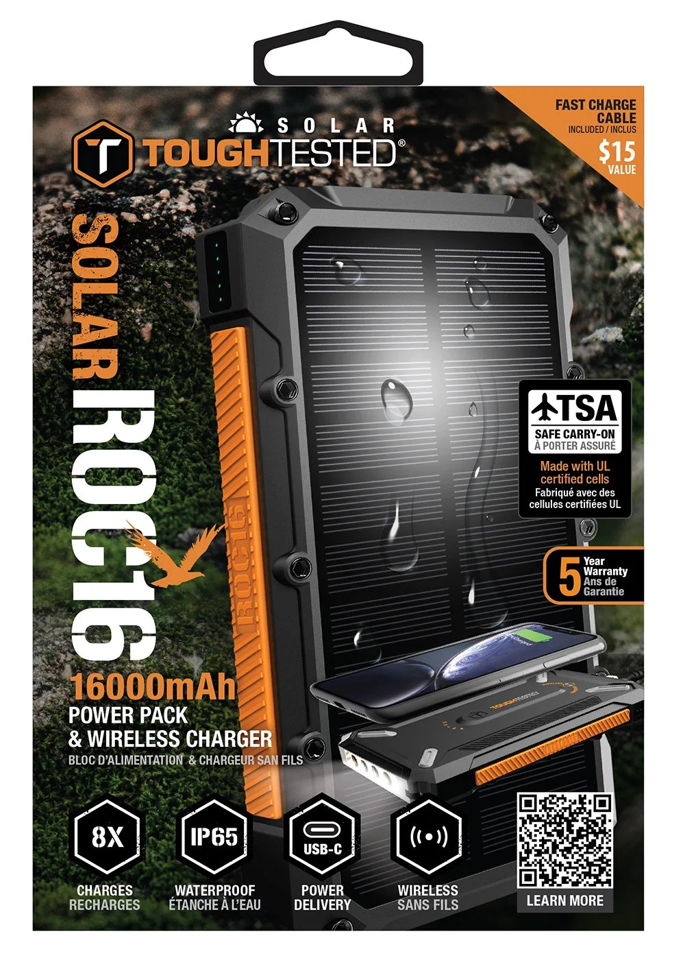 Power Bank 16000Mah Solar/Ip67/Led