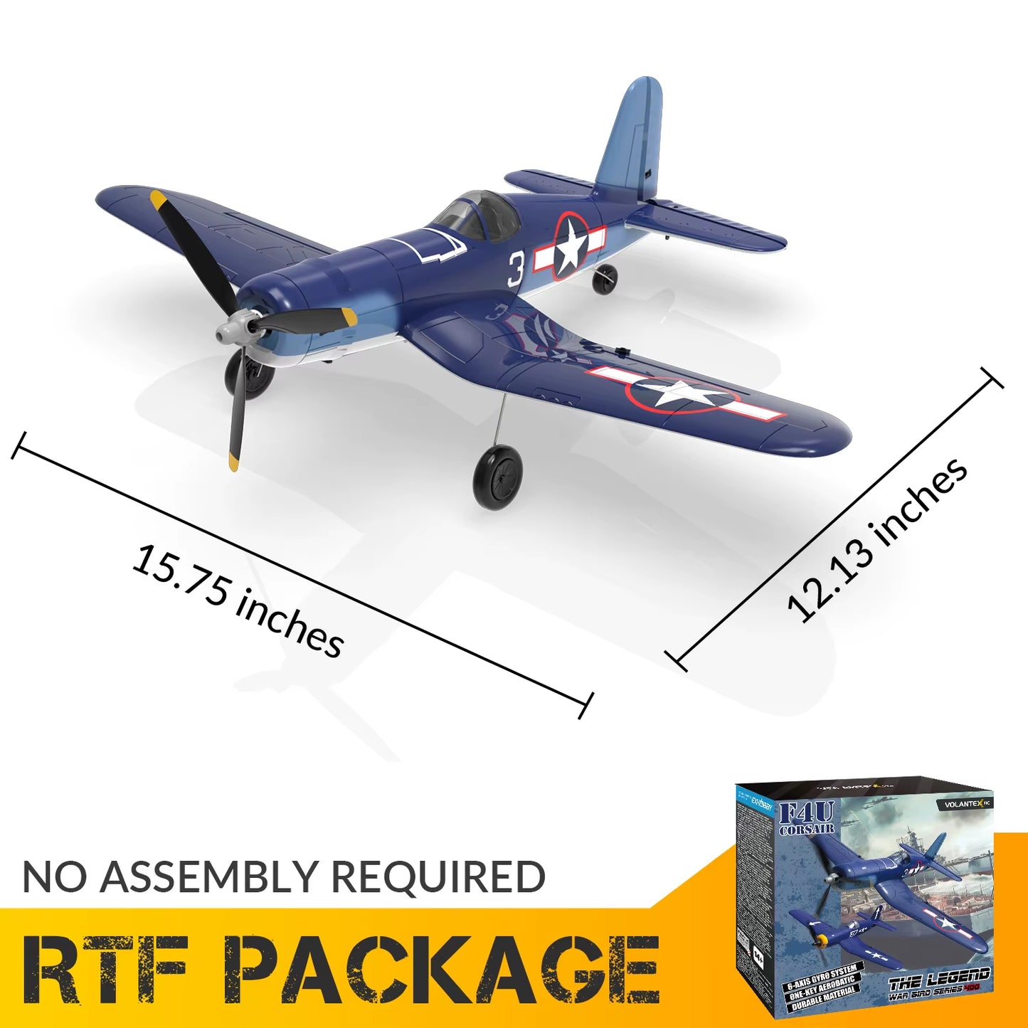 New F4U Corsair RC Plane 2.4Ghz 4CH 400Mm Wingspan One-Key Aerobatic RTF Remote Control Aircraft Toys Gifts for Children