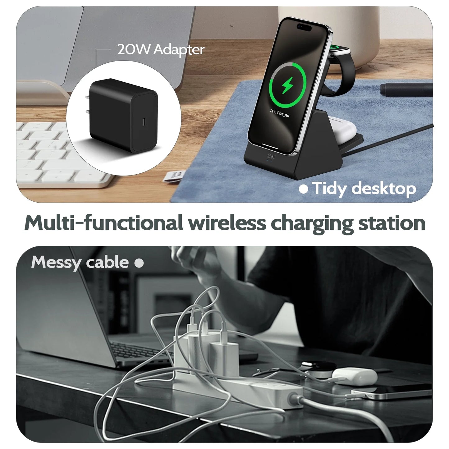 Wireless Charging Station 3 in 1 Portable 5000Mah Power Bank Magsafe for Iphone Apple Watch